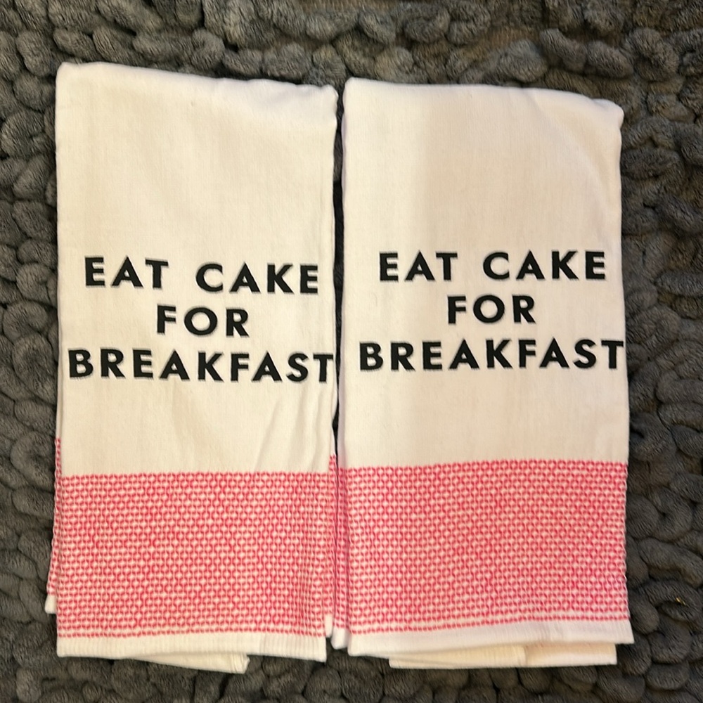 Kate Spade Eat Cake For Breakfast Kitchen Towels NWOT - Picture 2 of 2